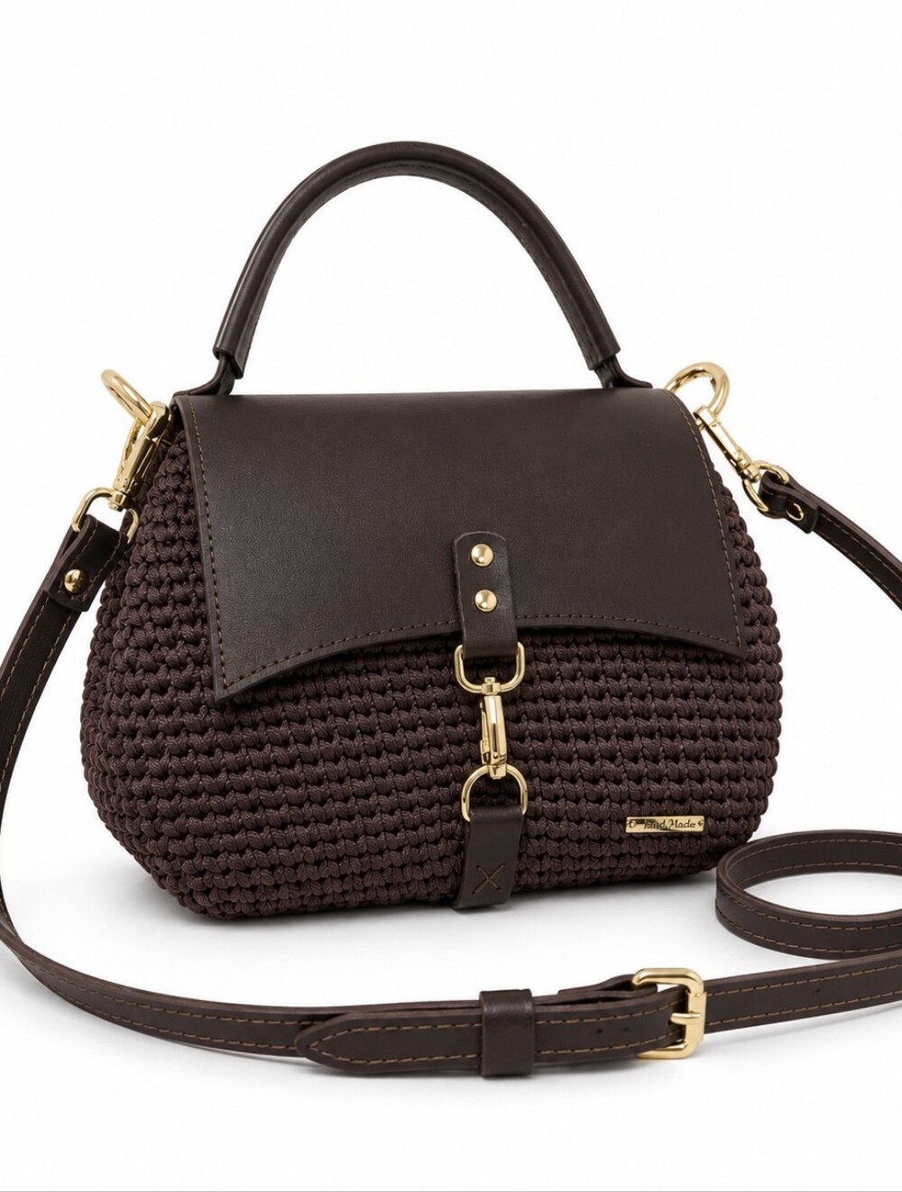 NEW❗️Lady Cord Handmade Brown Crochet Crossbody Bag
